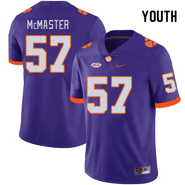 Youth Clemson Tigers Chandler McMaster #57 College Purple NCAA Authentic Football Stitched Jersey 23GR30AK